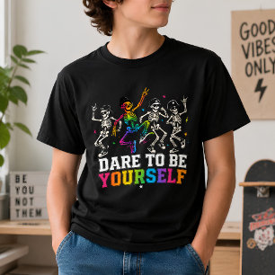 Dare To Be Yourself Rainbow Skeleton T-Shirt