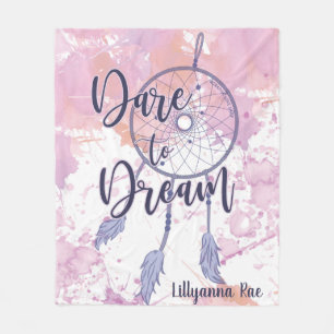 Dare to Dream Watercolor Dreamcatcher Personalised Fleece Blanket