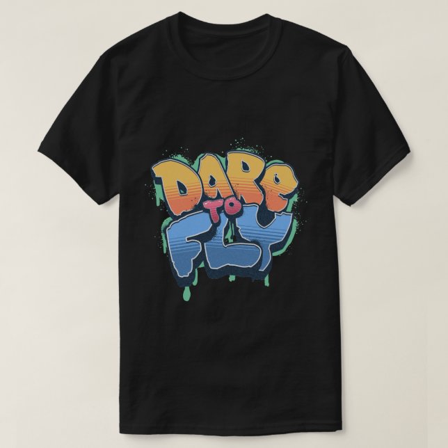 Dare To Fly Retro Sunset Graffiti T-Shirt (Design Front)