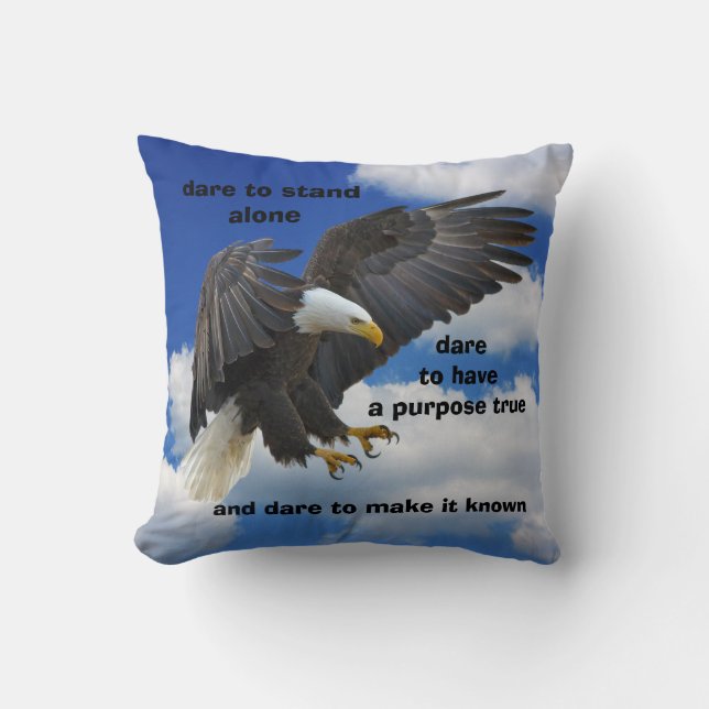 Dare to Stand Alone, American Bald Eagle Edition Cushion (Front)