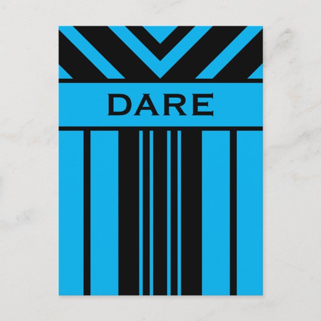 Dare Vibrant Blue and Black Stripes & Chevrons Postcard (Front)