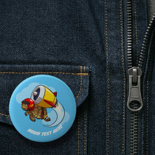 Daredevil Flying Tortoise with a Jet Pack Cartoon 6 Cm Round Badge