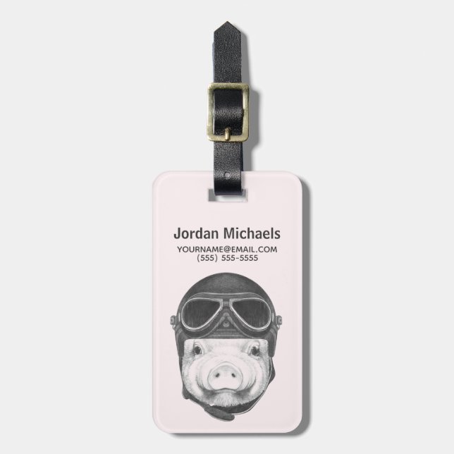 Daredevil Pig | Add Your Name Luggage Tag (Front Vertical)