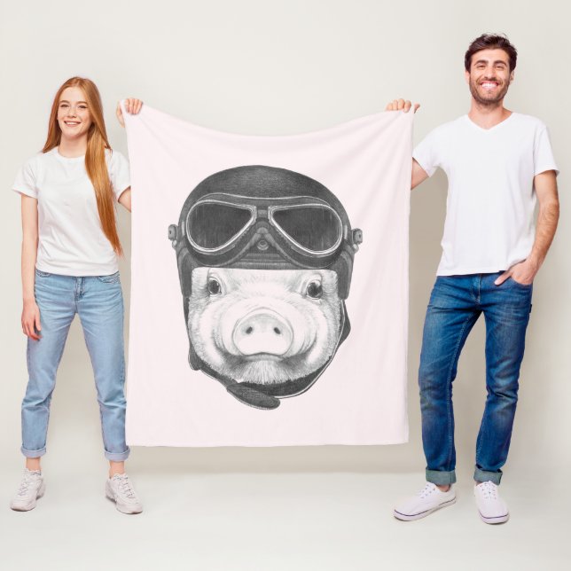 Daredevil Pig Fleece Blanket (In Situ)