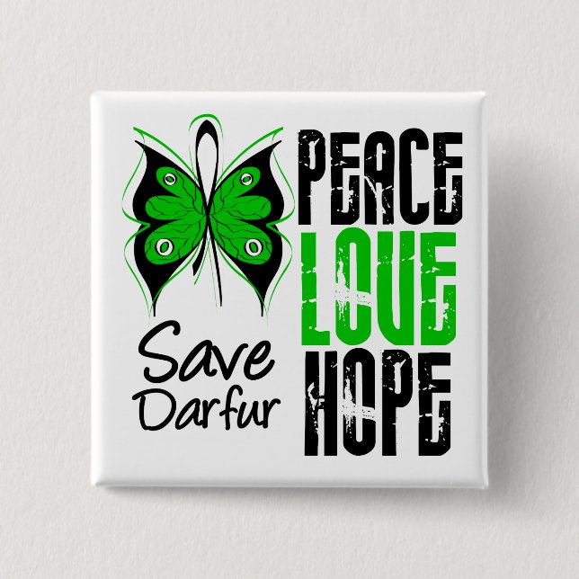 Darfur Peace Love Hope 15 Cm Square Badge (Front)