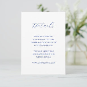 Daria Cobalt Blue Modern Wedding Enclosure Card