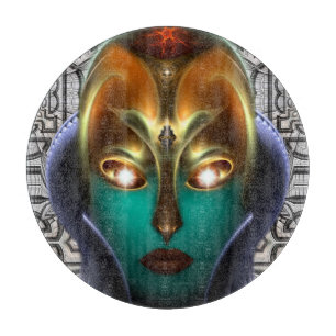 Daria Cyborg Queen Tech Round Glass Cutting Board