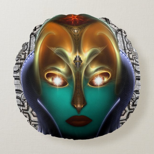Daria Cyborg Queen Tech Round Throw Pillow (Front)