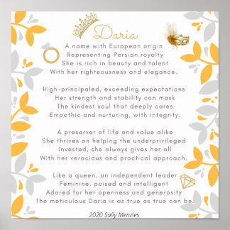 "Daria" Name Poem Poster