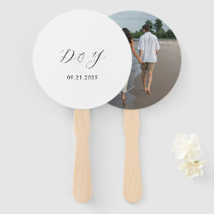 Daria White Modern Wedding Hand Fan