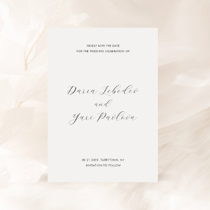 Daria White Modern Wedding Save The Date