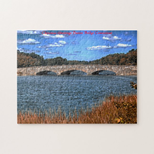 Darien  Bridge Connecticut. Christmas Greetings Jigsaw Puzzle (Horizontal)