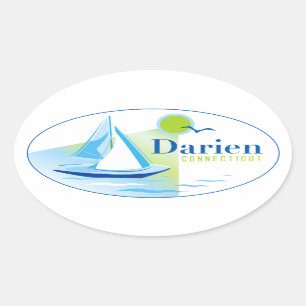 Darien, CT, Sailboat Sticker