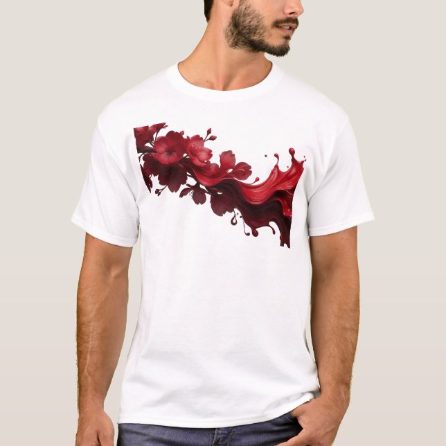 Daring ABSTRACT FLOWER Art Design T-Shirt (Front)