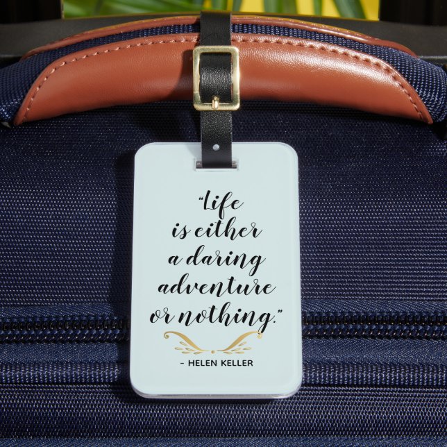 Daring Adventure Keller Quote Luggage Tag (Front Insitu 2)