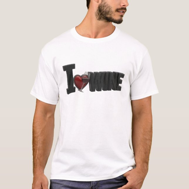 Daring Black I LOVEW WINE Statement Design T-Shirt (Front)