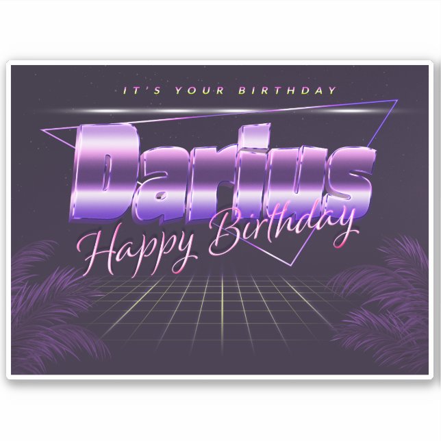Darius Name First name lila retro Sticker Birthday (Front)