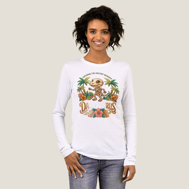 Darius Skeleton Dinosaur Long Sleeve Tri-Blend Shirt (Front Full)