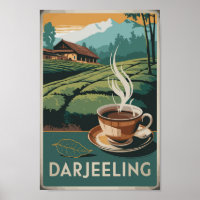 Darjeeling India Tea Travel Art Vintage