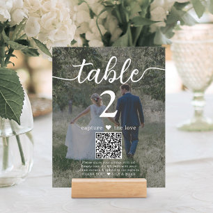 Dark 2 Photo Wedding QR Code Script Table Number