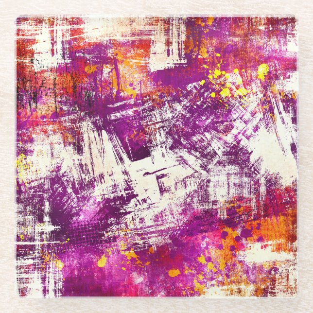 Dark Abstract Blots Background Glass Coaster (Front)