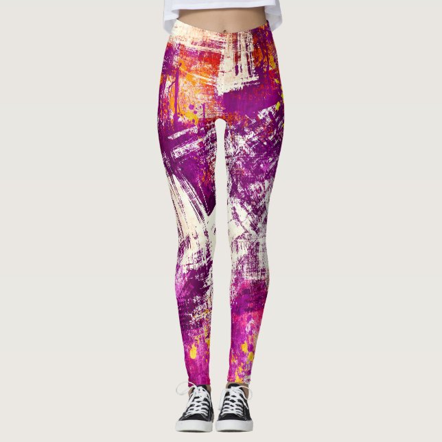 Dark Abstract Blots Background Leggings (Front)