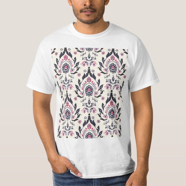 Dark Abstract Flower Pattern T-Shirt (Front)