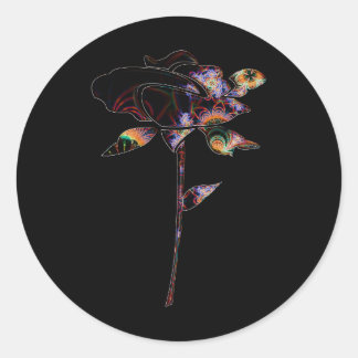 Dark Abstract Rose Classic Round Sticker