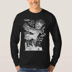 Dark Academia Aesthetic Raven Crow On Book Raven B T-Shirt