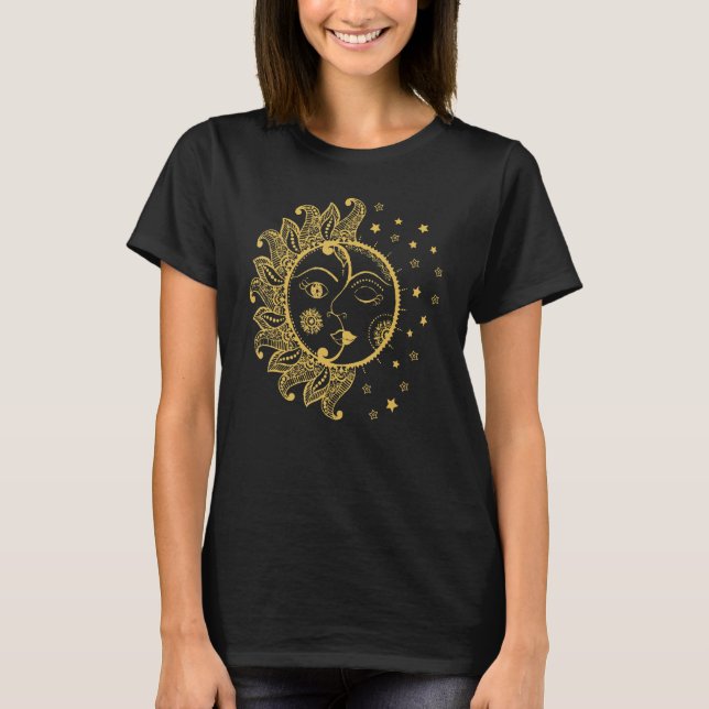 Dark Academia Aesthetic Tarot Aesthetic Sun and Mo T-Shirt (Front)
