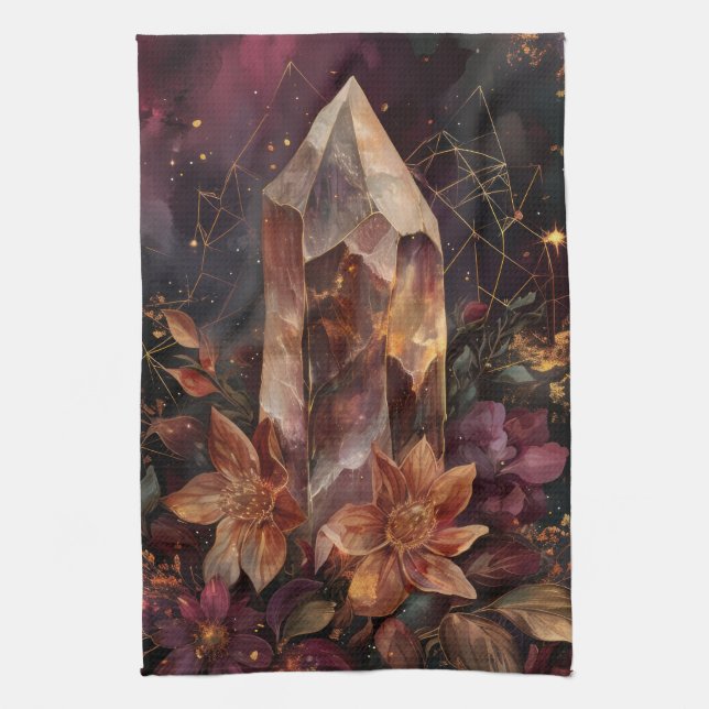Dark Academia Amethyst Celestial Design Tea Towel (Vertical)