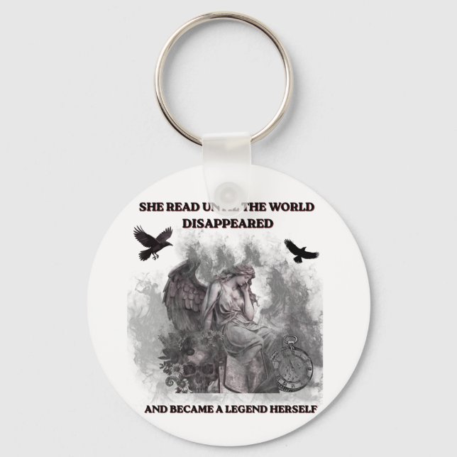 Dark Academia Angel Gothic Reading Quote Poster Key Ring (Front)