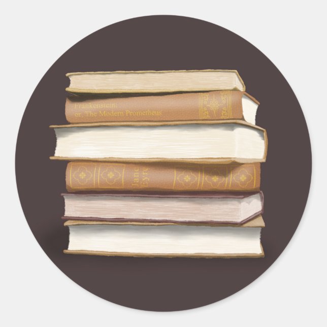 Dark Academia Antique Books Classic Round Sticker (Front)