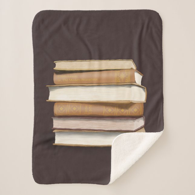 Dark Academia Antique Books Sherpa Blanket (Front)