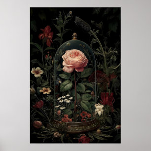 Dark Academia Art Prints, Gothic Cat Butterfly Poster