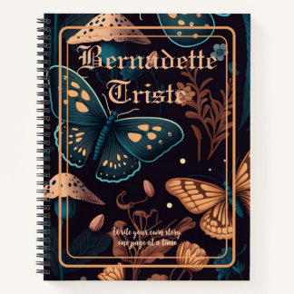 Dark Academia Butterfly Aesthetic Name Sentiment Notebook