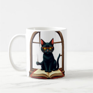 Dark Academia Cat Reader Bookworm Sticker Vintage Coffee Mug
