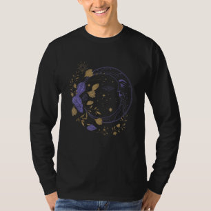 Dark Academia Celestial Floral Crystal Crescent Mo T-Shirt
