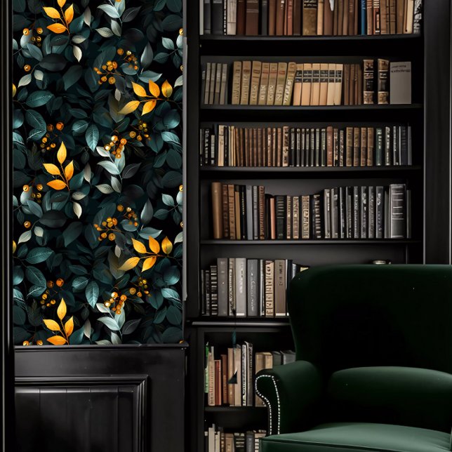 Dark Academia Emerald and Golf Foliage Wallpaper (Dark Academia Emerald and Golf Foliage Wallpaper in a library.)
