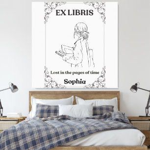Dark Academia Ex Libris Personalised Reading Journ Canvas Print