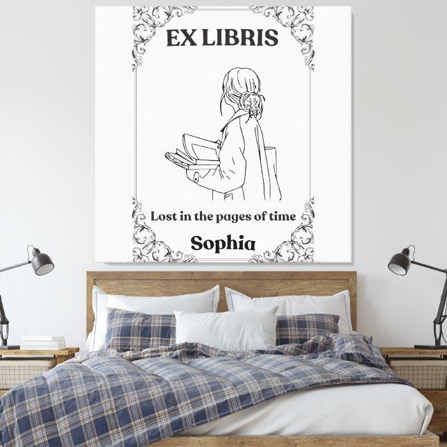 Dark Academia Ex Libris Personalised Reading Journ Canvas Print (Insitu(Bedroom))