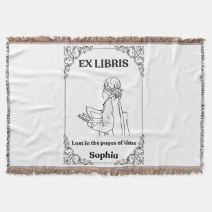 Dark Academia Ex Libris Personalised Reading Journ Throw Blanket