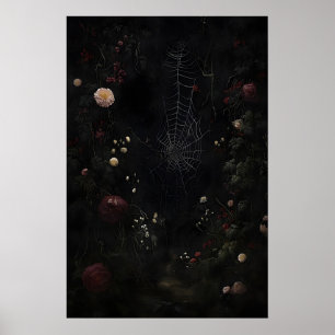 Dark Academia Floral Spiderweb Print, Gothic Poster