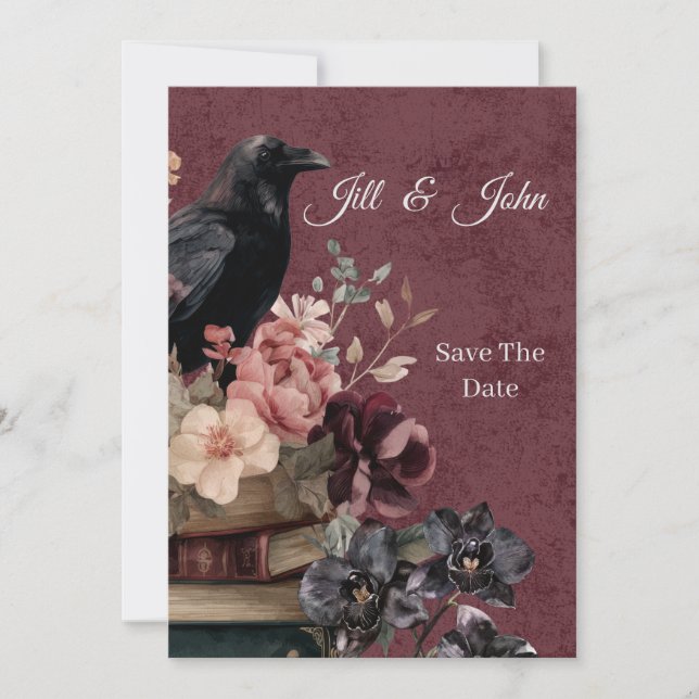 Dark Academia Goth Save the Date Invitation (Front)
