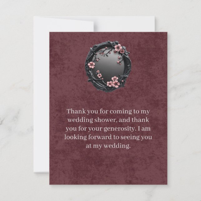 Dark Academia Goth Shower Thank You Card (Front)