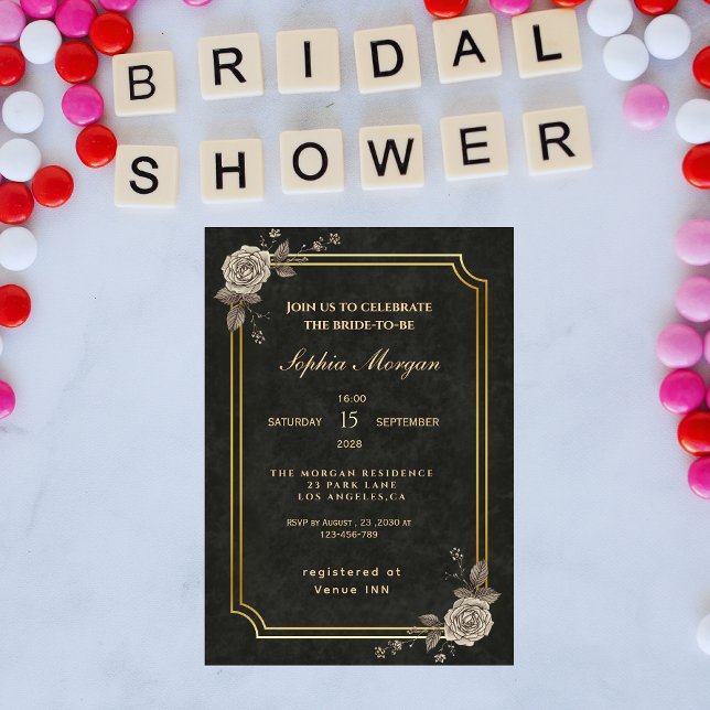 Dark Academia Gothic Elegant Bridal Shower Invitation (Creator Uploaded)