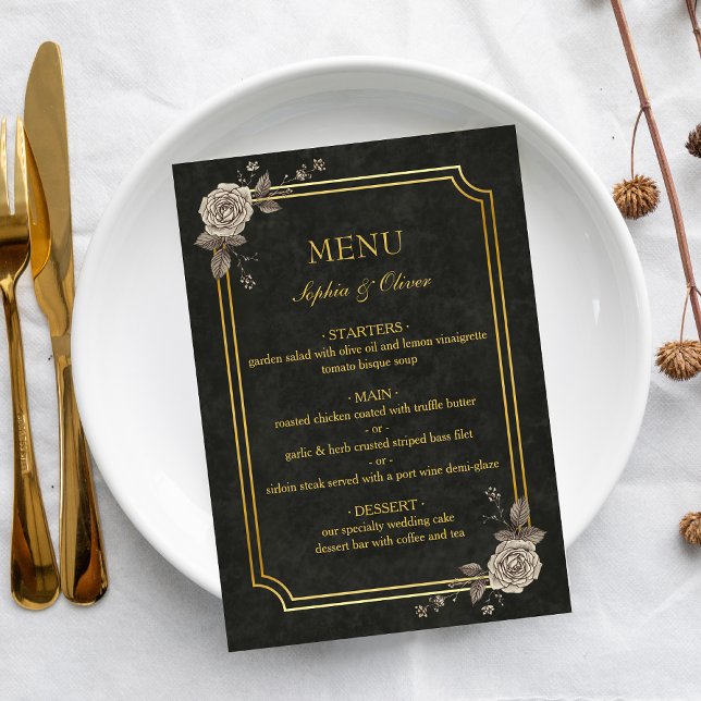 Dark Academia Gothic Elegant Wedding Menu (Creator Uploaded)