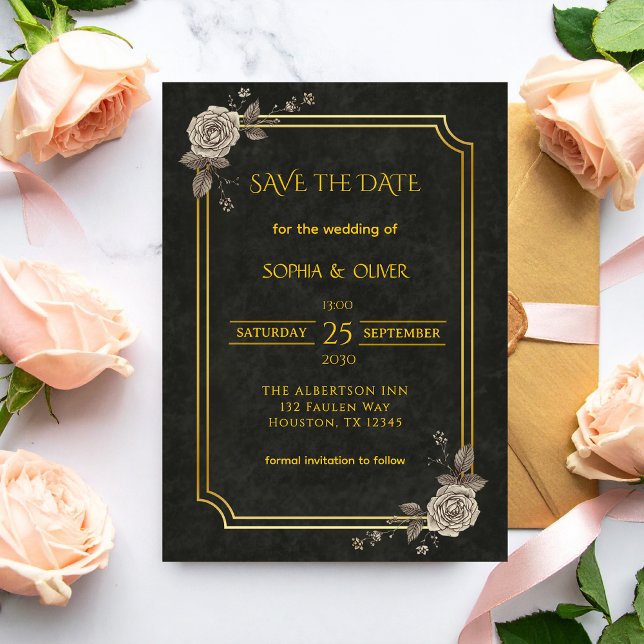 Dark Academia Gothic Elegant Wedding Save the Date (Creator Uploaded)