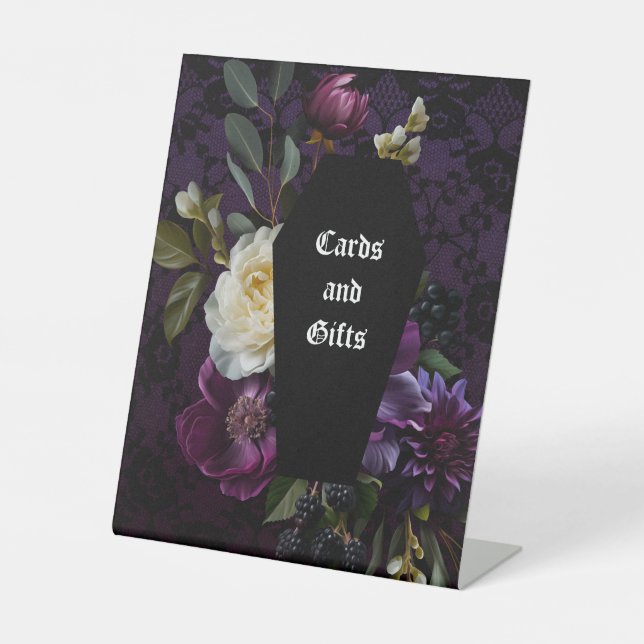 Dark Academia Gothic Floral | Cards and Gifts Pedestal Sign (Front)