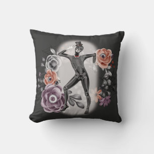 Dark Academia Gothic Floral Skeleton Halloween Cushion